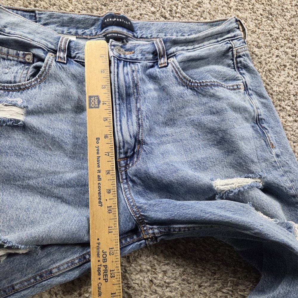 Aeropostale Jeans Womens 14 High Rise Baggy Denim Distressed Medium Wash - Picture 5 of 8